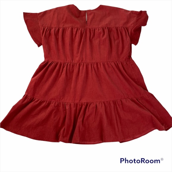 V evy j Red dress Short Sleeve Velvet Size L  NEW. A line relaxed fit - Picture 8 of 13